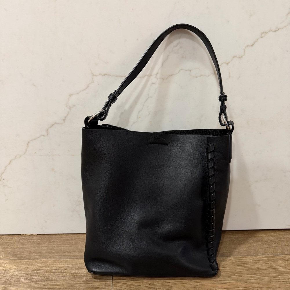 All Saints hobo Elegant Black Leather Tote Bag, handbag , purse , almost new